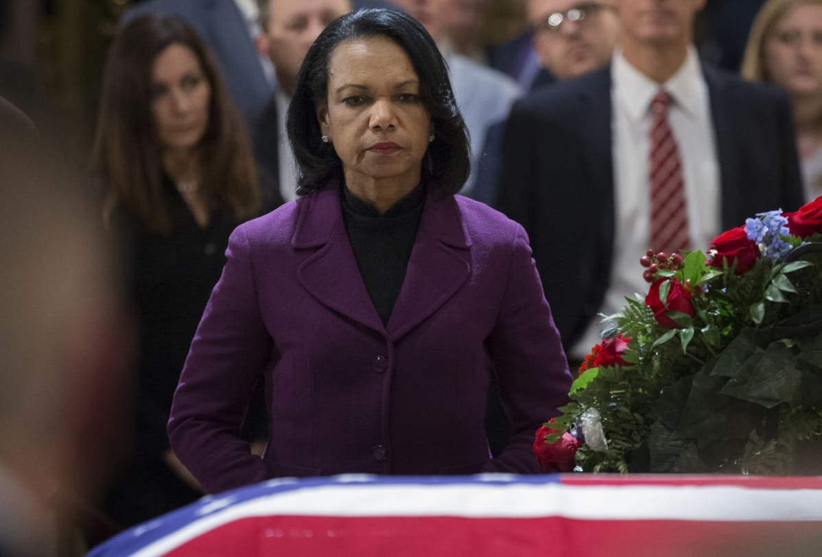 Condoleezza Rice Yhdysvaltojen entisen presidentin George H. W. Bushin hautajaisissa 4. joulukuuta 2018.