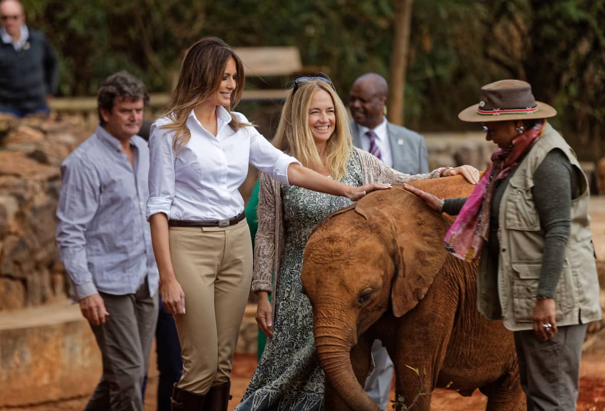 Melania Trump kävi Nairobin kuuluisassa norsujen orpokodissa.