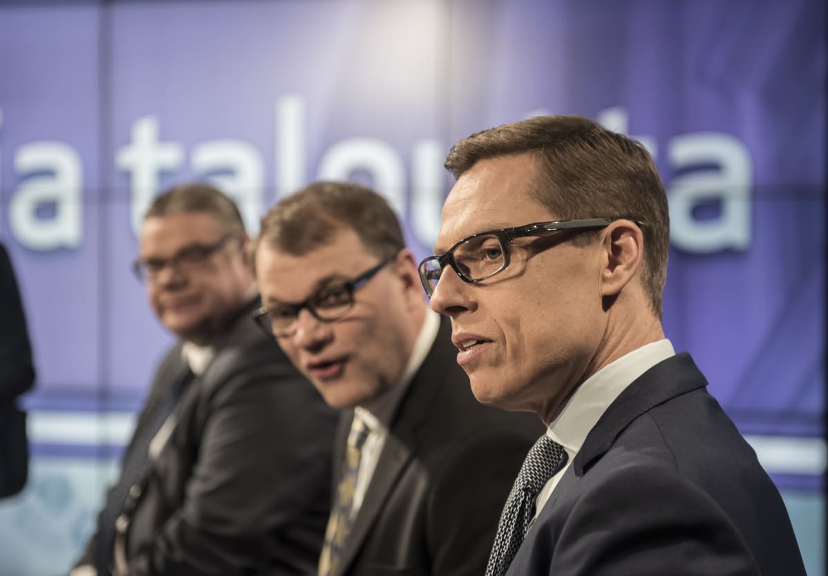 Alexander Stubb, Juha Sipilä ja Timo Soini.