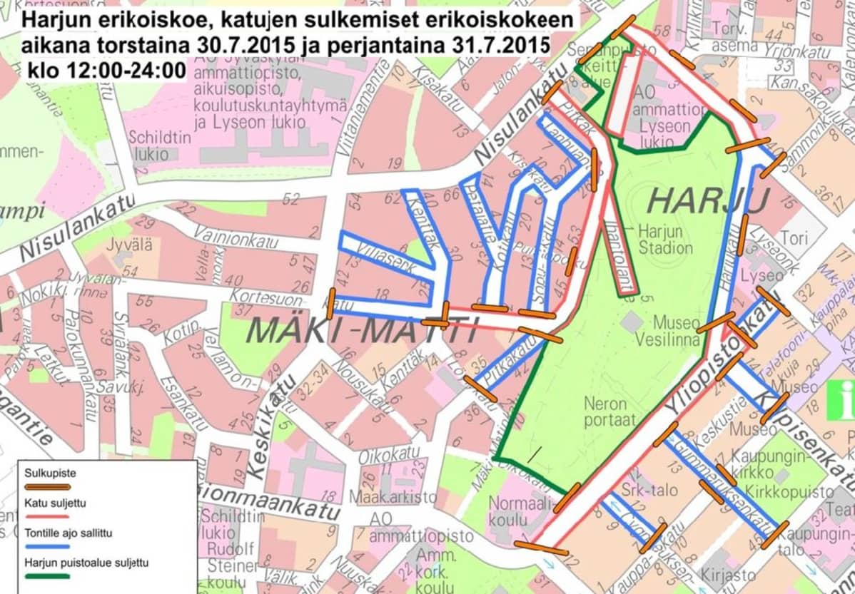MM-ralli sulkee katuja pariksi päiväksi heinäkuun lopulla Jyväskylässä.