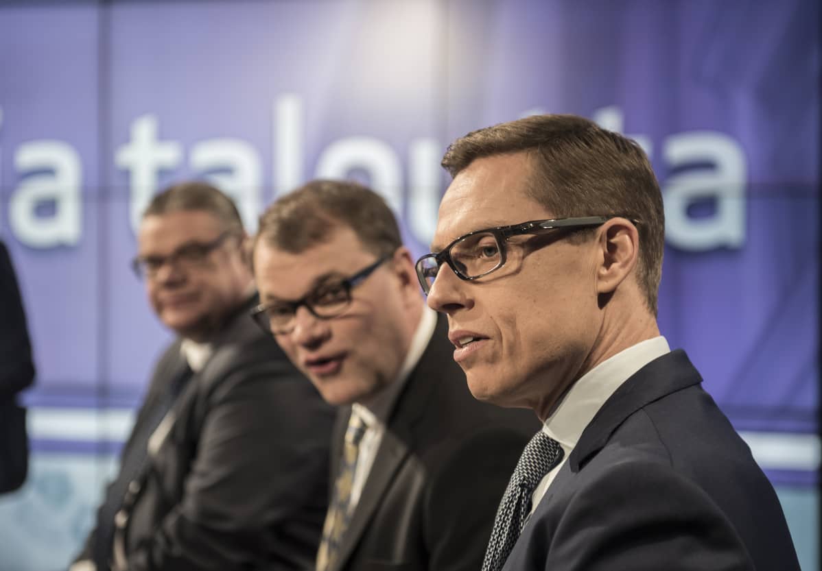 Alexander Stubb, Juha Sipilä ja Timo Soini.
