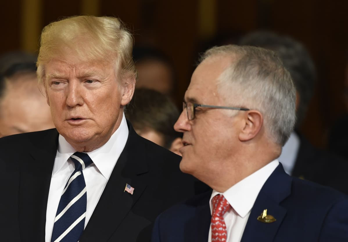 Yhdysvaltain presidentti Donald Trump ja Australian pääministeri Malcolm Turnbull.