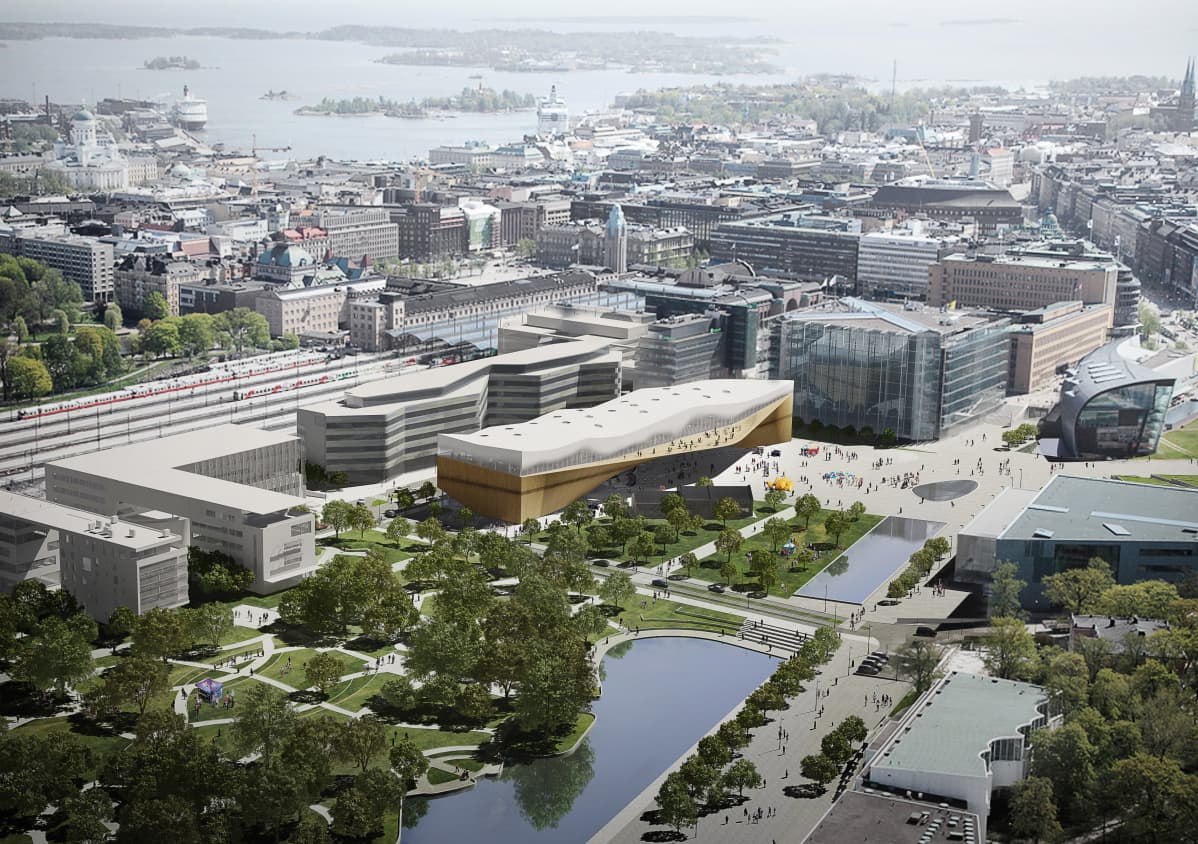 Tältä valmis keskuskirjasto tulee näyttämään arkkitehtien vision mukaan keskellä Helsinkiä.