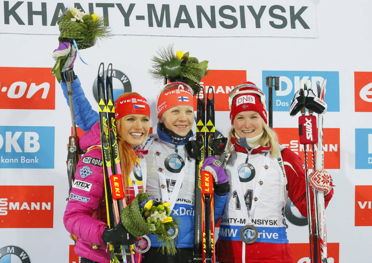 Gabriela Soukalova, Kaisa Mäkäräinen ja Marte Olsbu