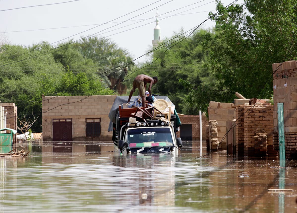 Tulvaa Sudanissa elokuussa.