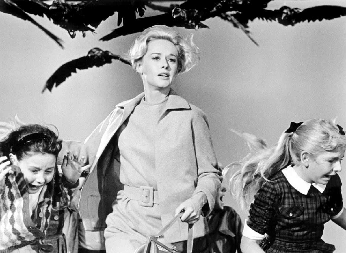 Tippi Hedren Alfred Hitchcockin elokuvassa Linnut.