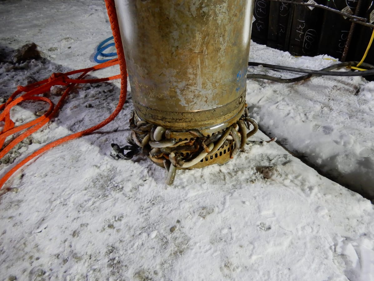 Nahkiaiset tukkivat vesivoimalaitostyömaalla vesipumpun.