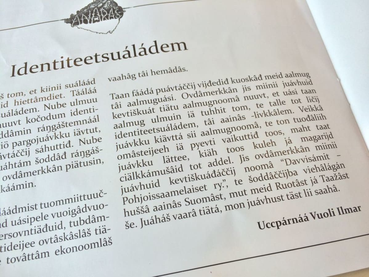 Ilmari Mattus čaalij Anarâš-loostan identiteetsuáláádmist.
