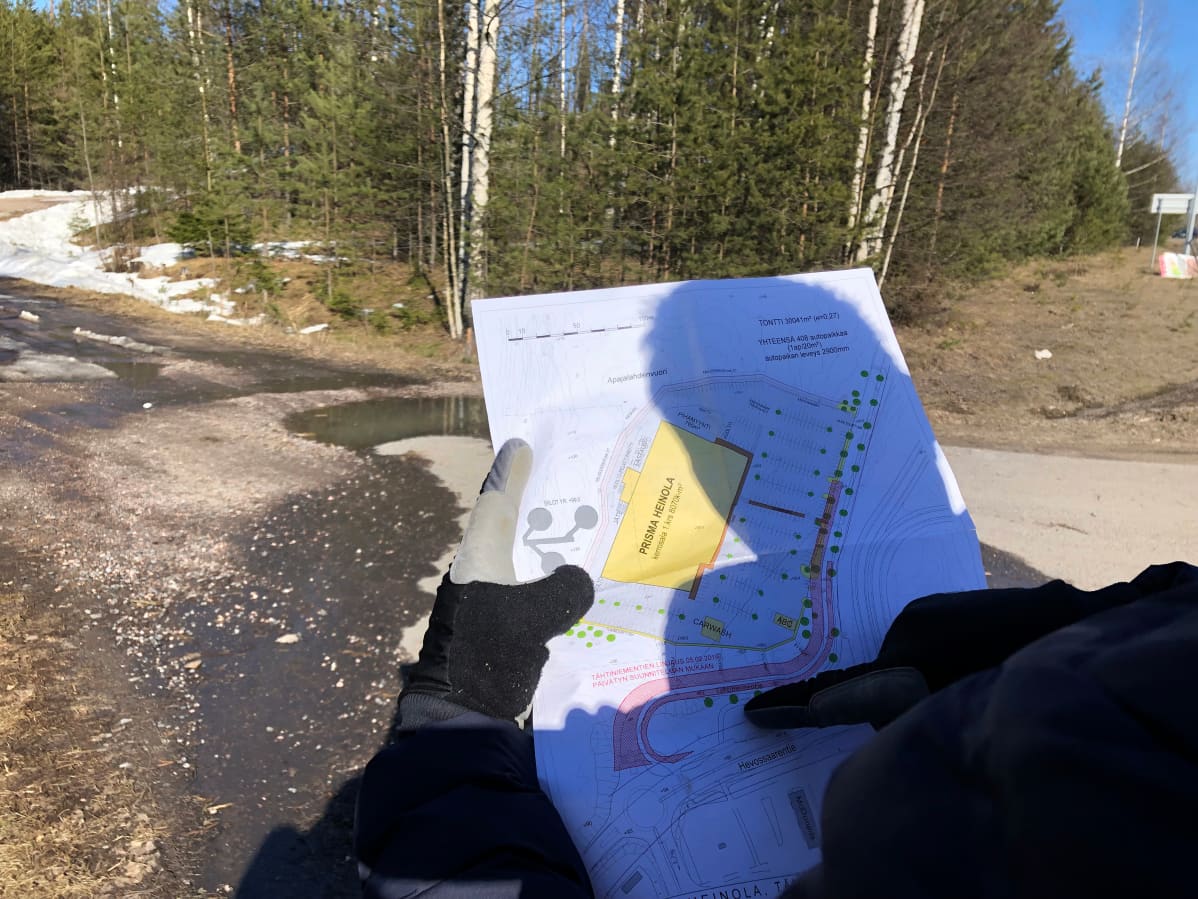 Karttaluonnos asemakaavamuutoksesta ja Prisman sijoittumisesta Tähtiniemeen