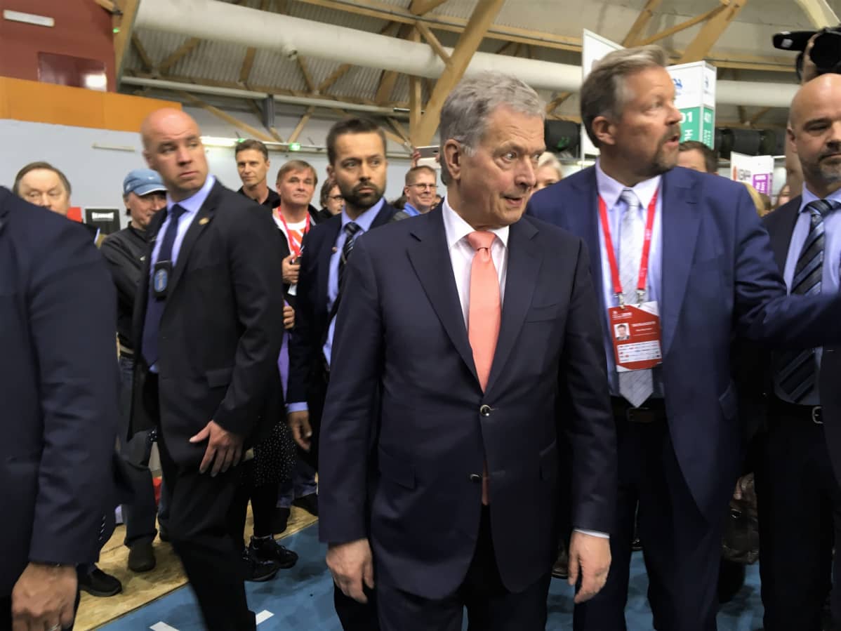 Presidentti Sauli Niinistö Taitataja 2019 -kisoissa Joensuussa.