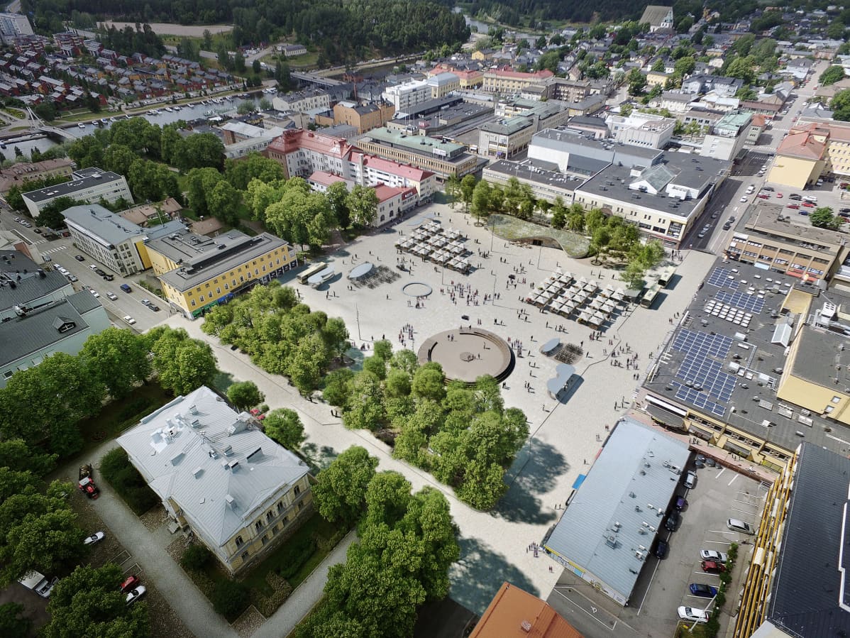 Havainnekuva suunnitelmasta Porvoon uudelle torille