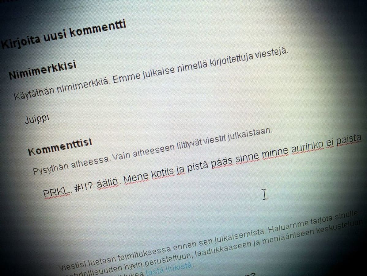 Nimetöntä huutelua netissä