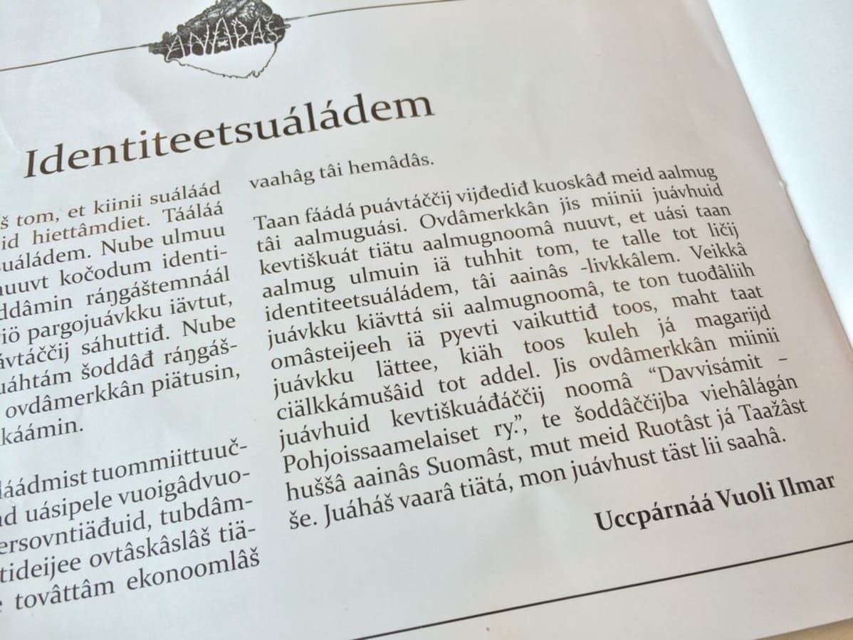 Ilmari Mattus čaalij Anarâš-loostan identiteetsuáláádmist.