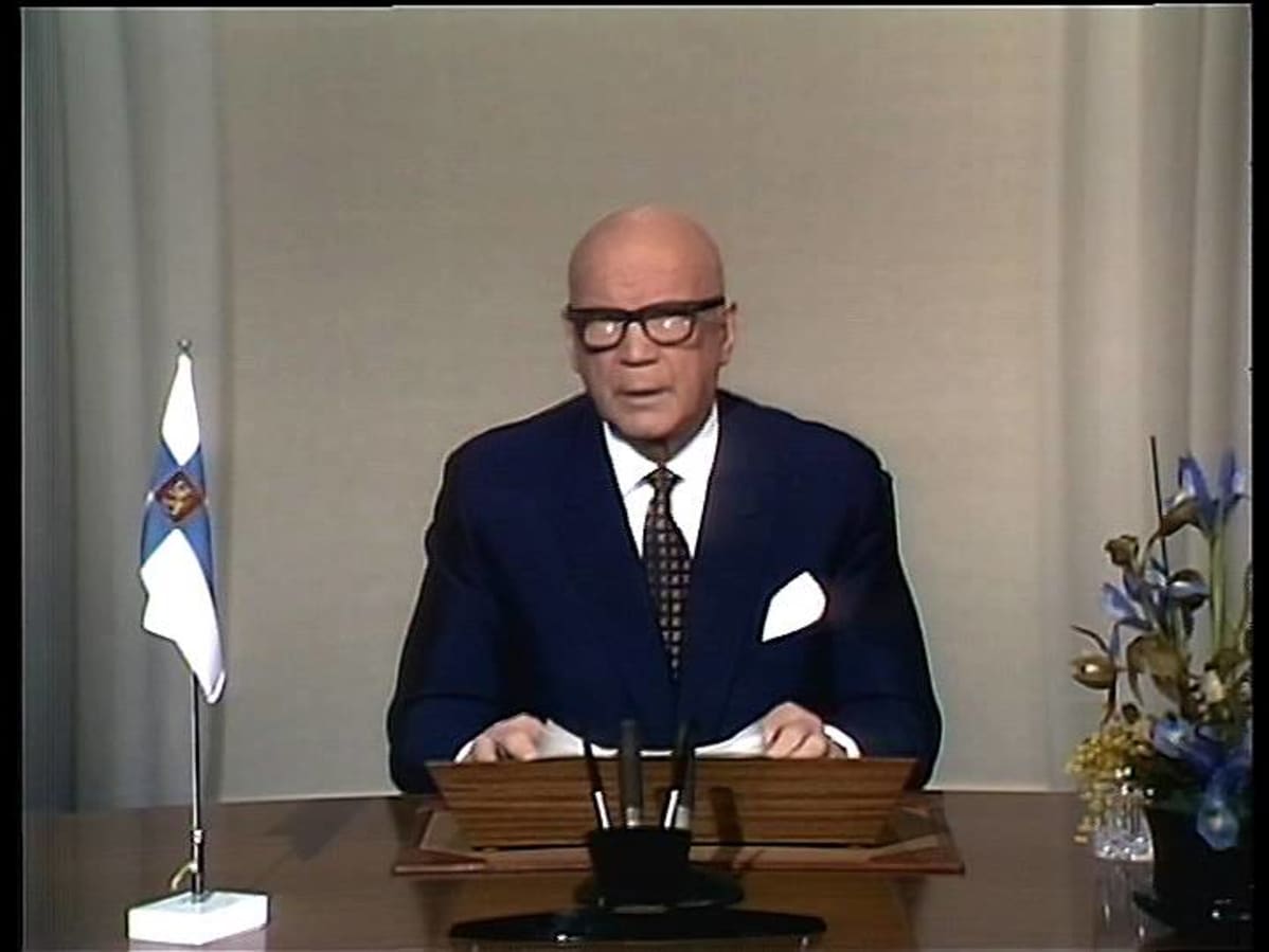 Urho Kekkonen pitämässä uudenvuodenpuhettaan 1.1.1973,
