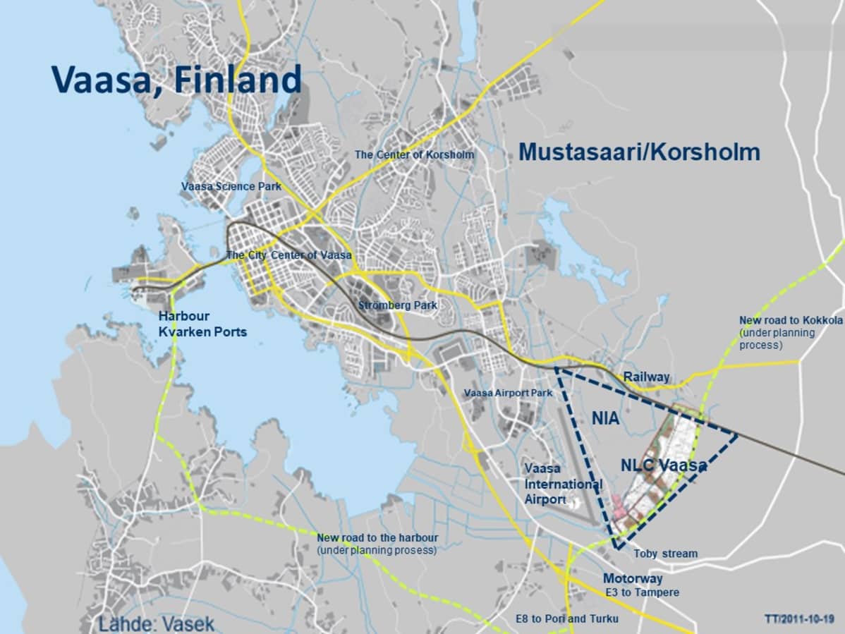 Akkutehdashankkeelle osoitettu alue.