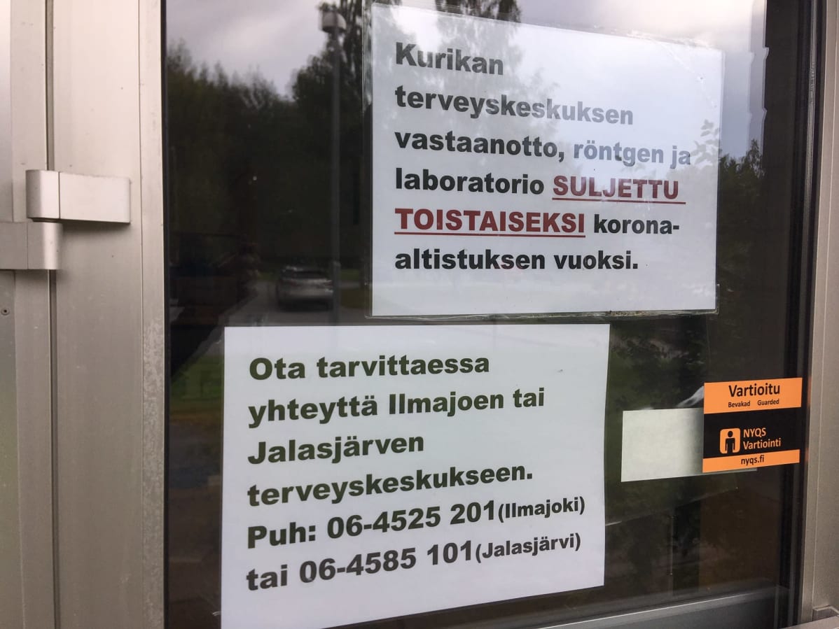 Koronan takia suljettu Kurikan terveyskeskus