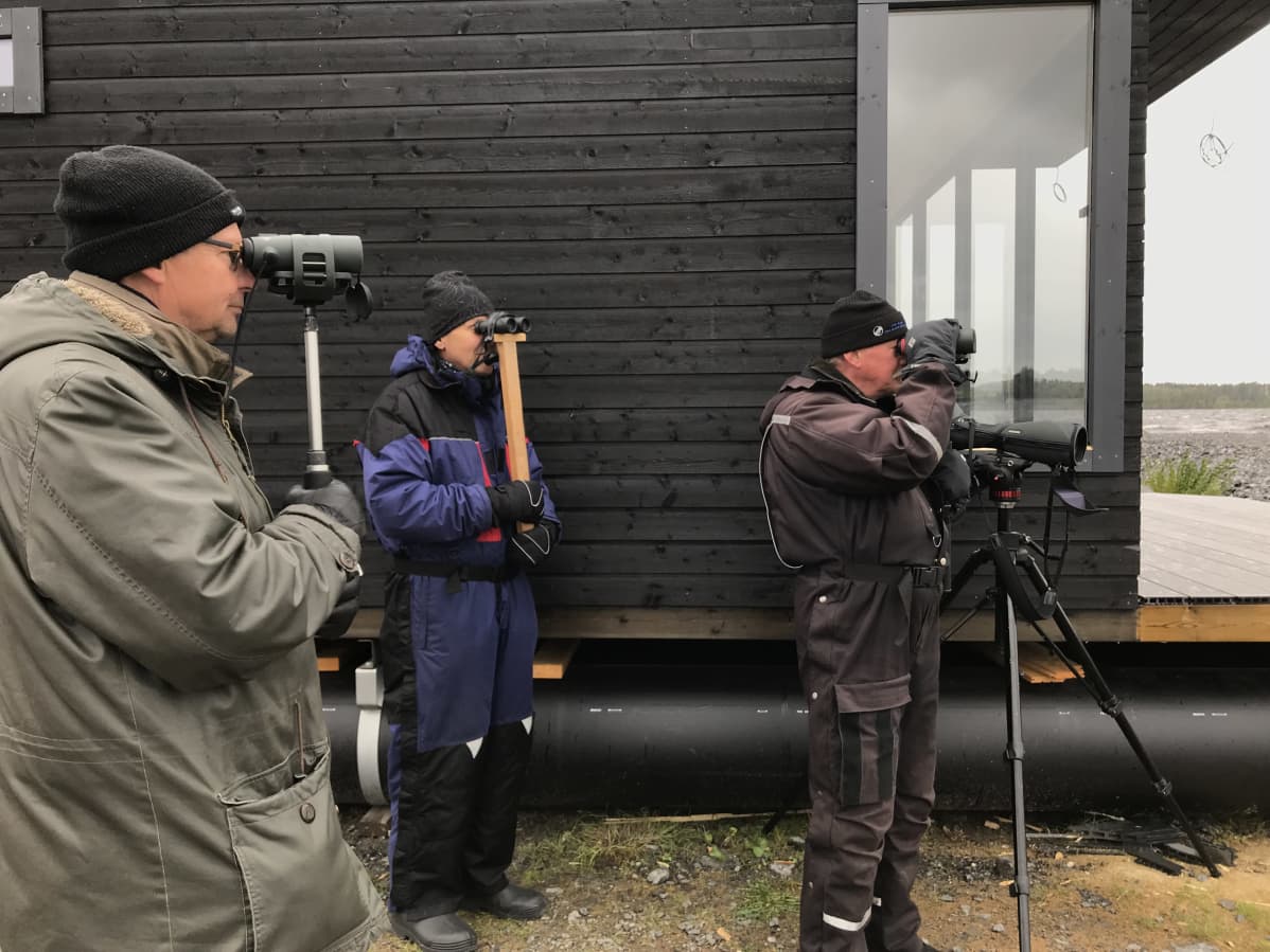 Myrsky keräsi myös lintuharrastajia järven rannoille.