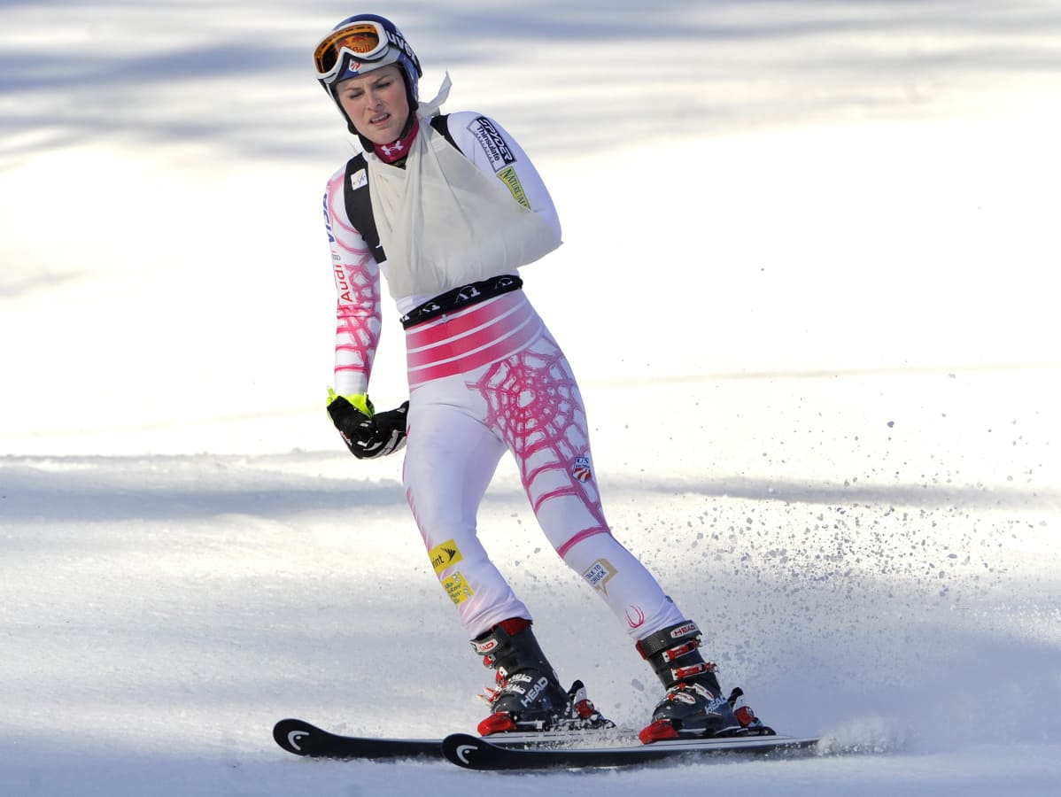 Lindsey Vonn käsi paketissa vuonna 2009.
