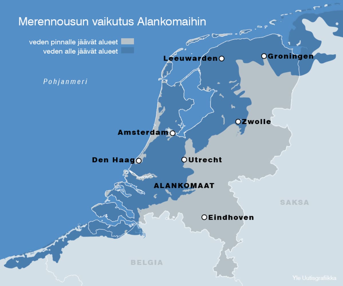 Merennousun vaikutus Alankomaihin -grafiikka.