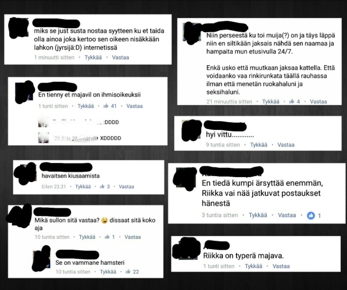 Kiusaajien tekstejä somessa