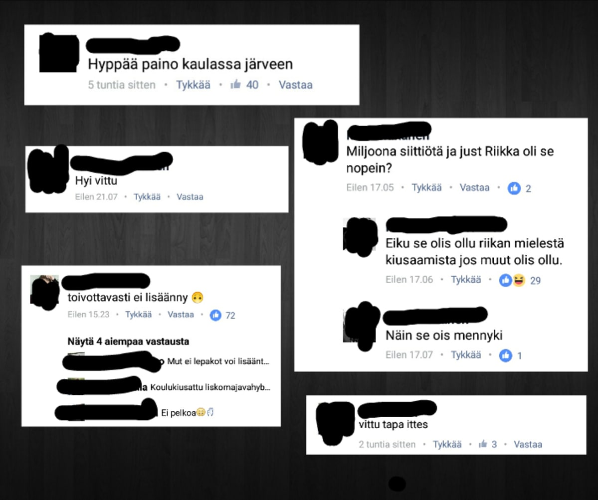 Kiusaajien tekstejä somessa