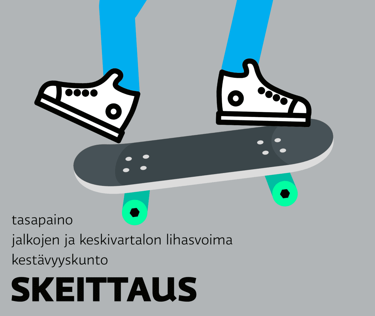 Kuvitus lasten liikunta: skeittaus