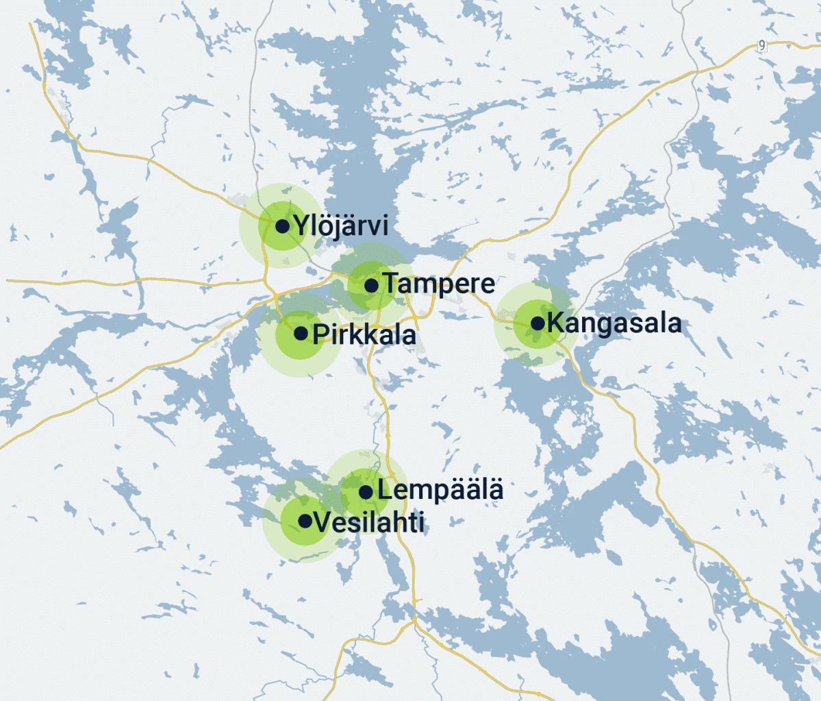 Näiltä alueilta jätevedet puhdistetaan Sulkavuoren keskuspuhdistamolla.