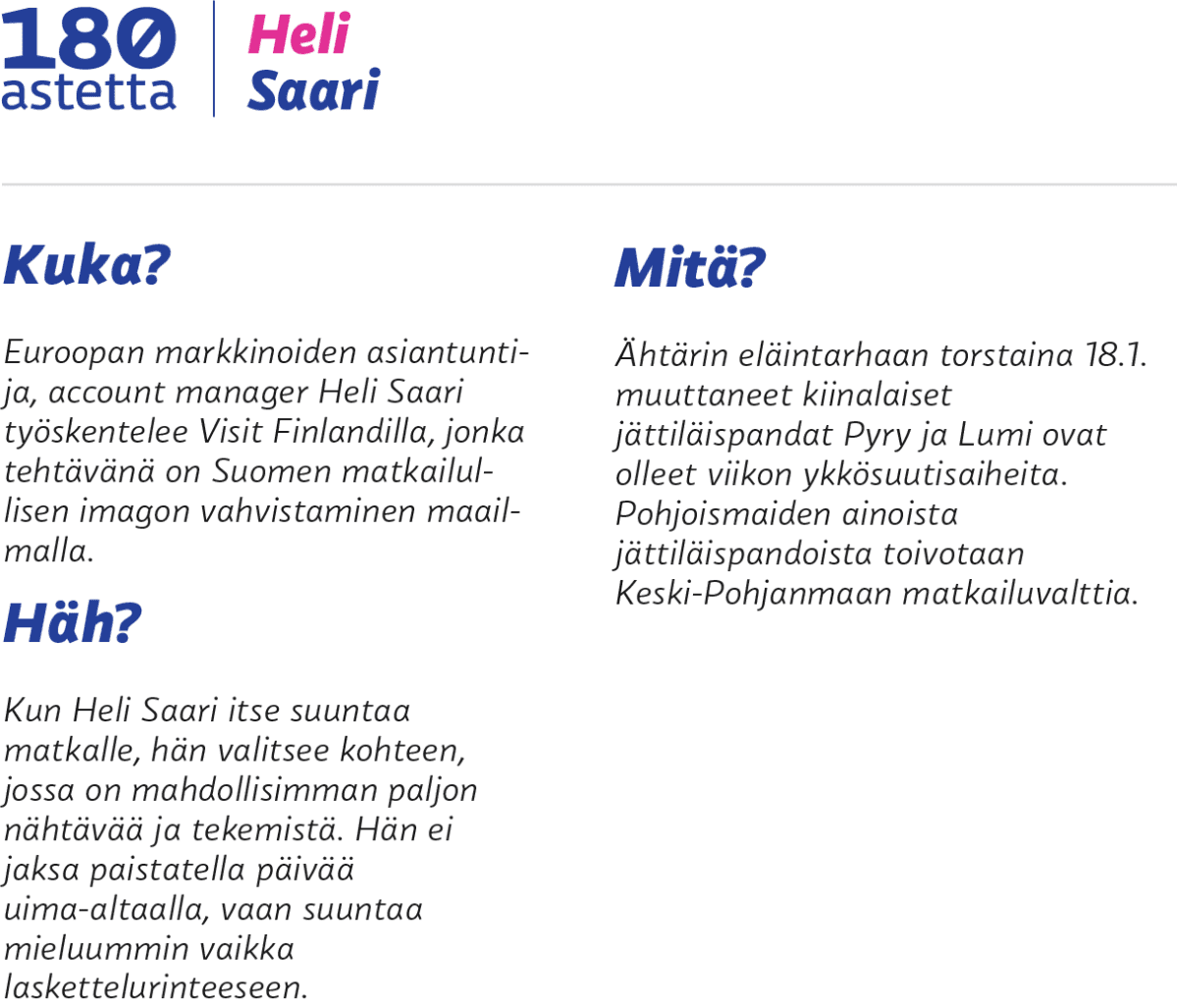 180 astetta Heli Saari