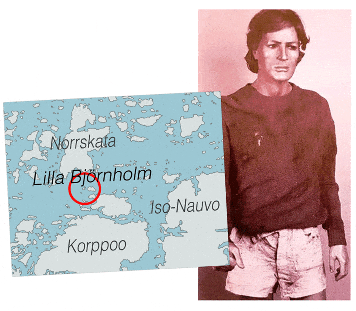 Saariston kartta ja valokuva vaatteista