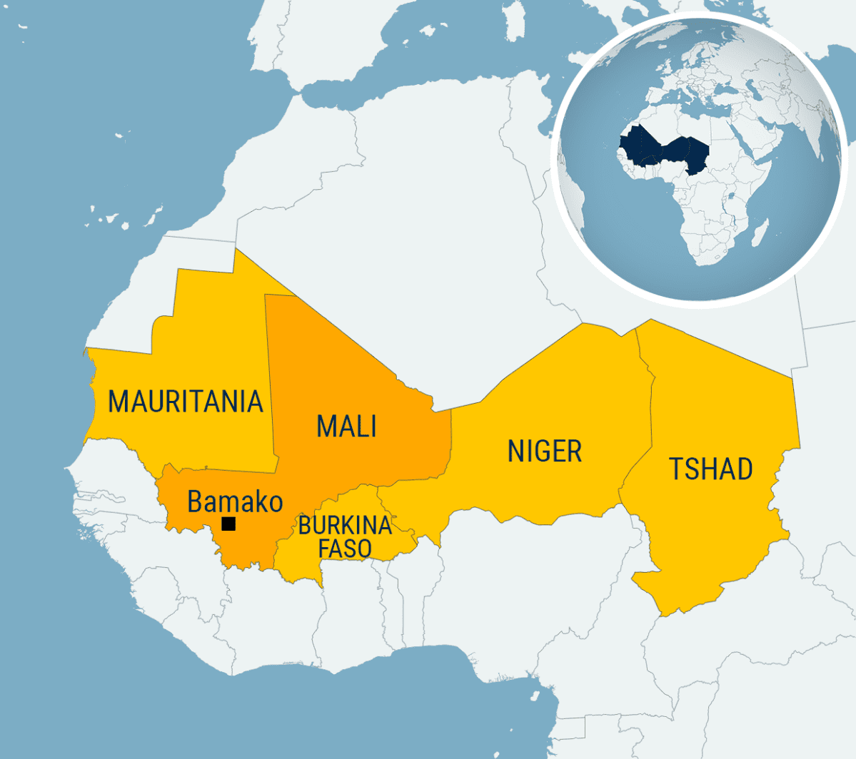 Kartta Länsi-Afrikan maista.