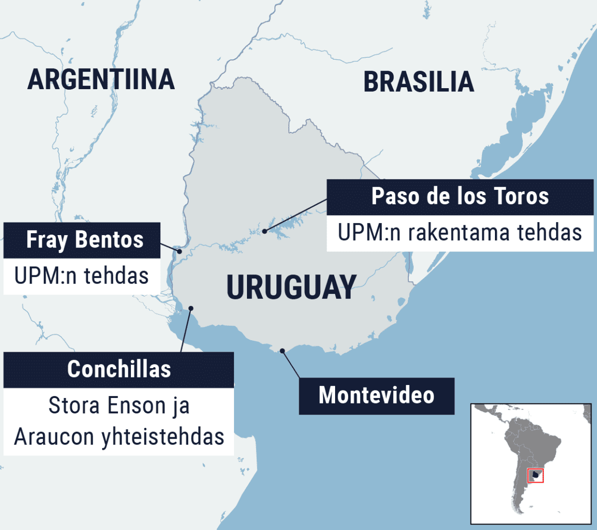 Kartta Uruguaysta.