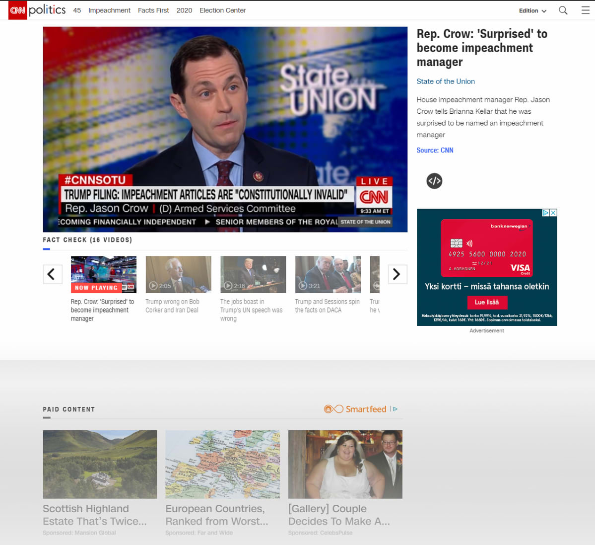 Jason Crow CNN:n "State of the Union" -ohjelmassa