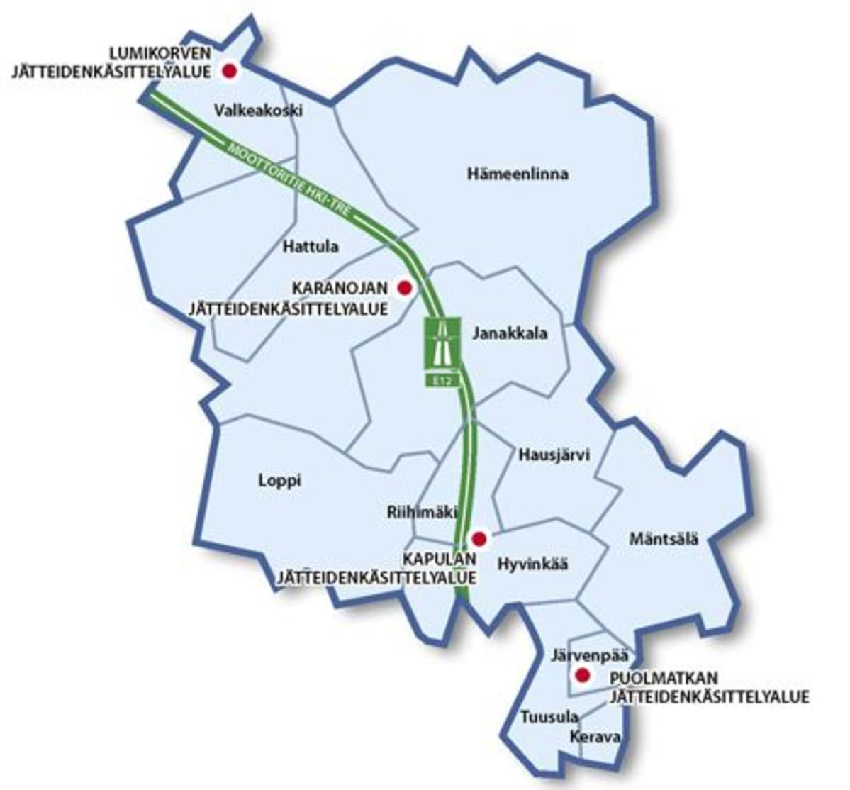 Kiertokapula Oy:n toimialue