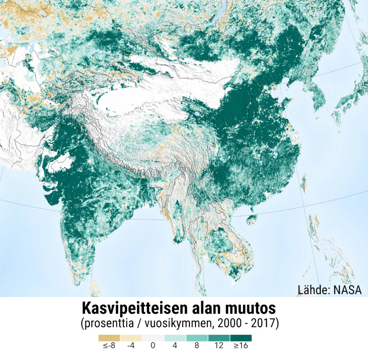 Kasvipeitteisen alan muutos Aasiassa