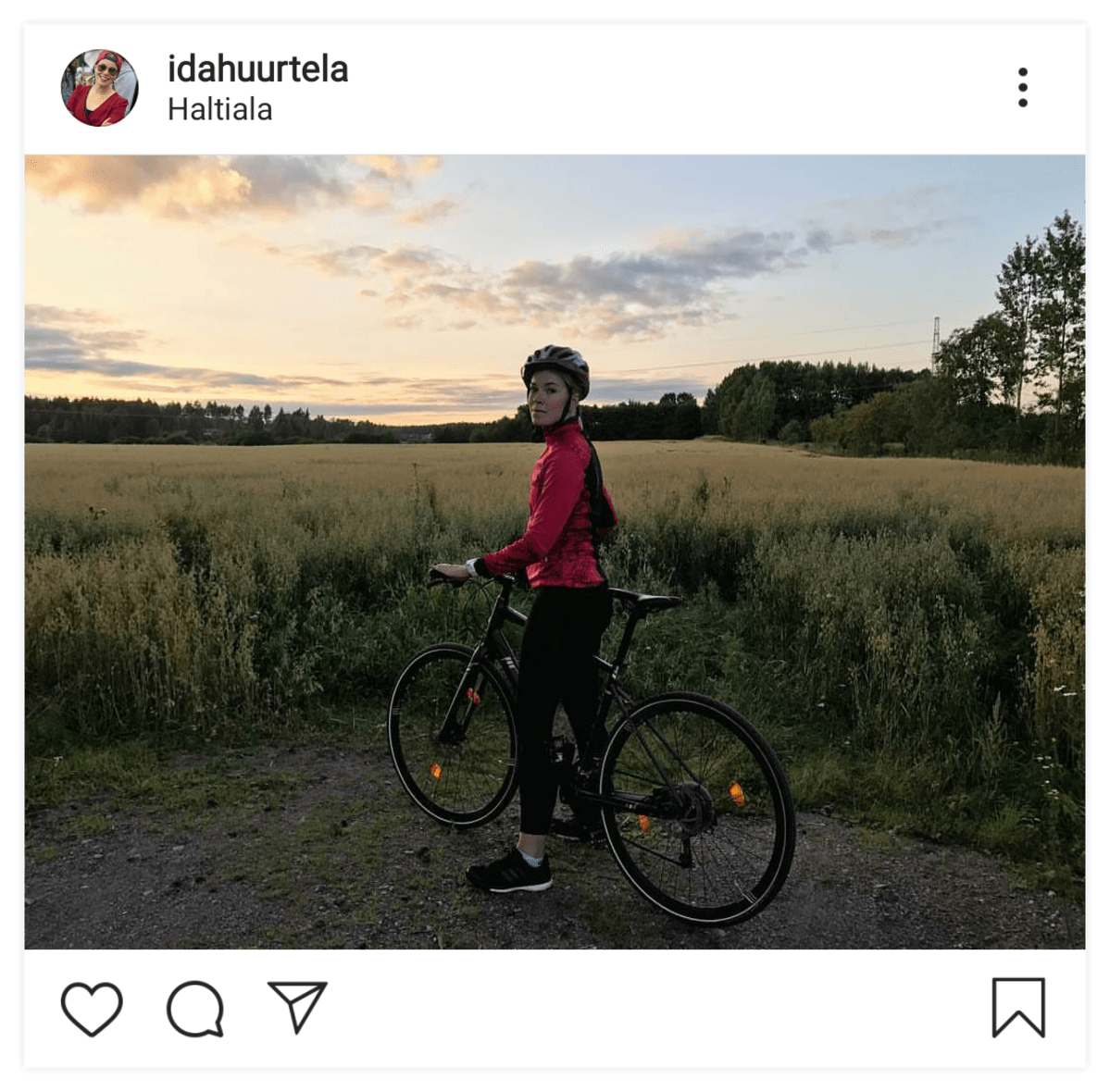 Lenkkeilyn lisäksi Huurtela pitää myös pyöräilystä.