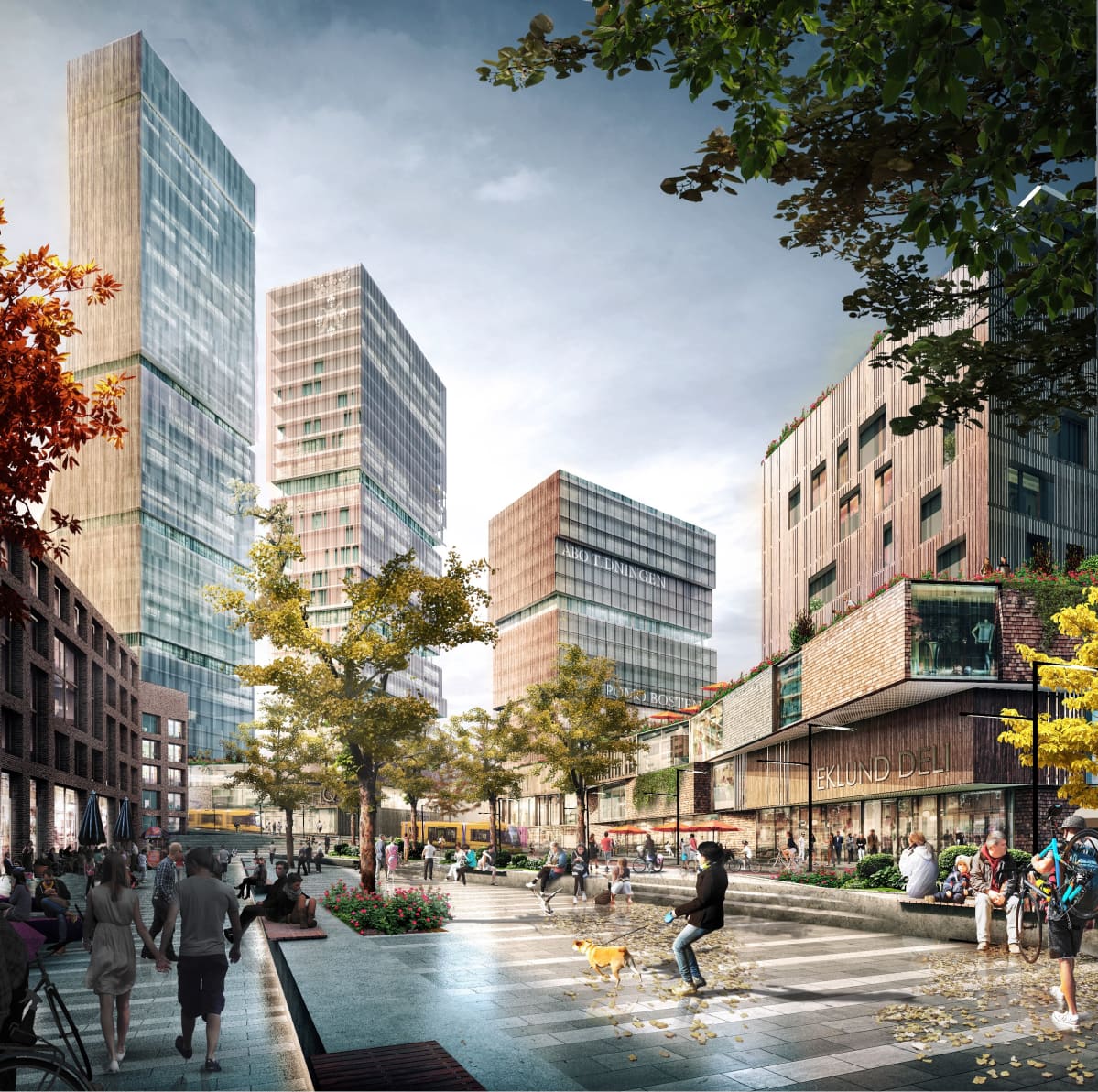 Havainnekuva Itäharjun uudesta plazasta.
