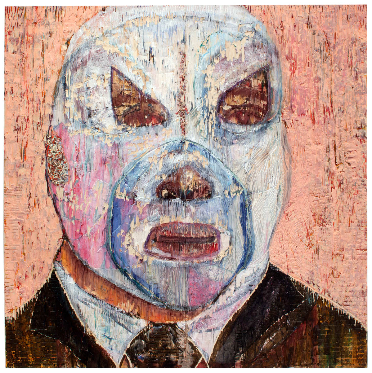 Camilla Vuorenmaa: El Santo
maalaus ja kaiverrus puulle, kork.120 cm lev. 120 cm ( 2014)