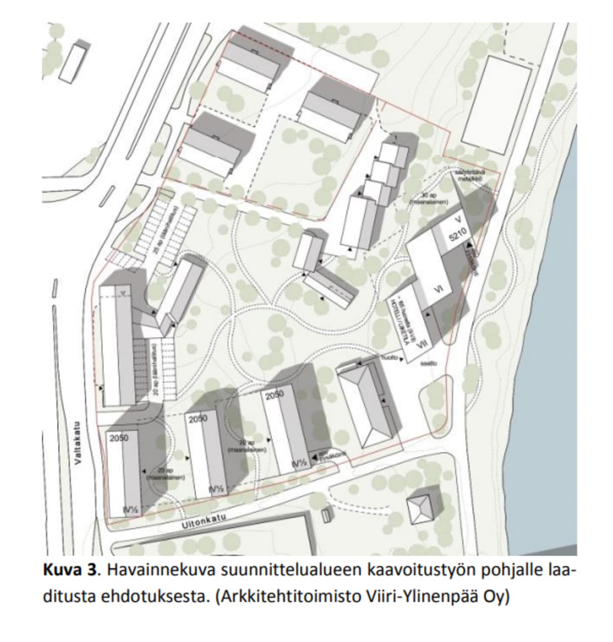 Havainnekuvan mukaan lääninhallituksen alueelle olisi tulossa puolenkymmentä isoa uudisrakennusta, jos kaava muutetaan Senaatti-kiinteistöjen haluamalla tavalla.