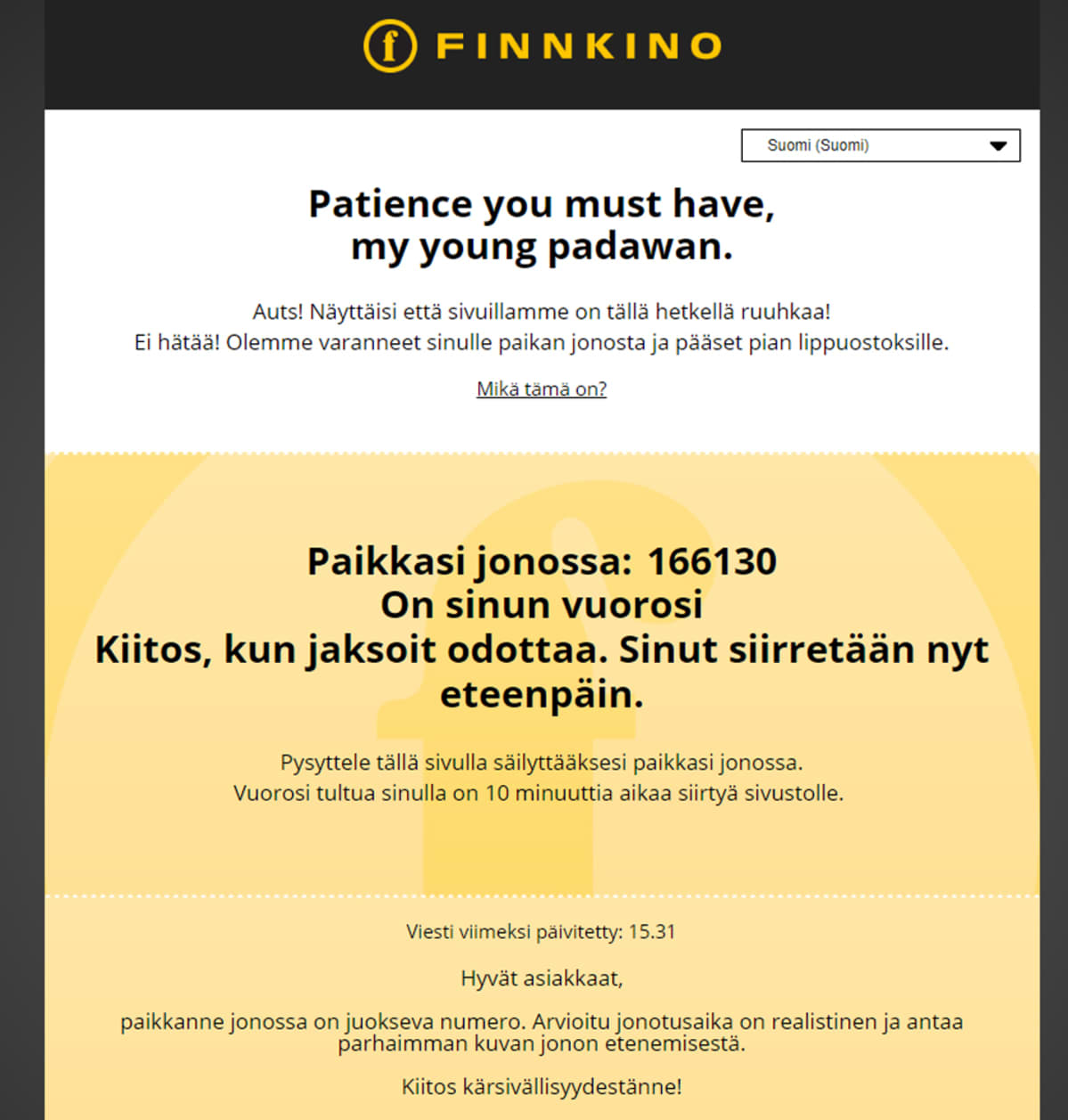 Kuvakaappaus Finnkinon sivuilta.