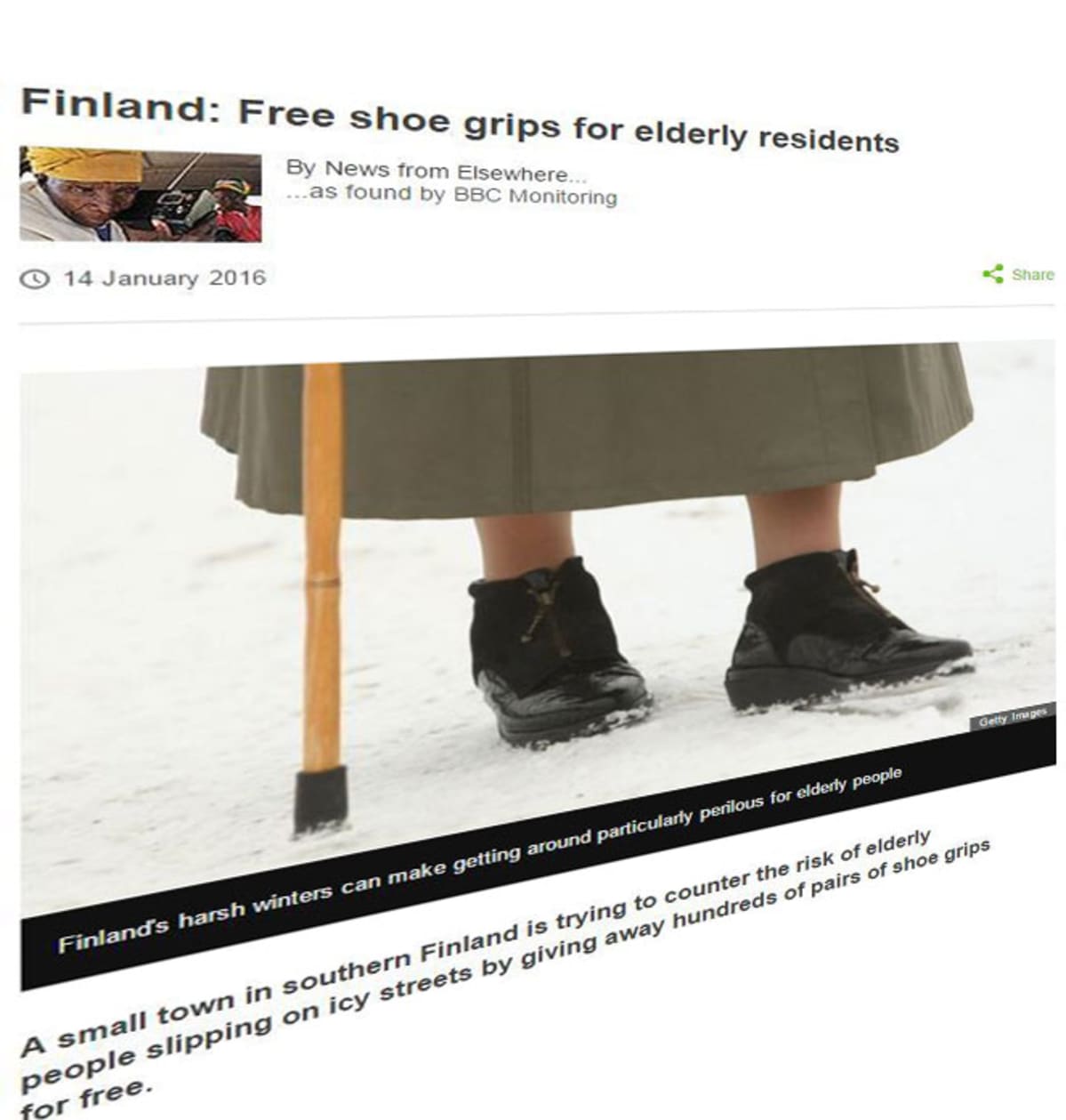 BBC:n uutinen ilmaisista liukuesteist vanhuksille