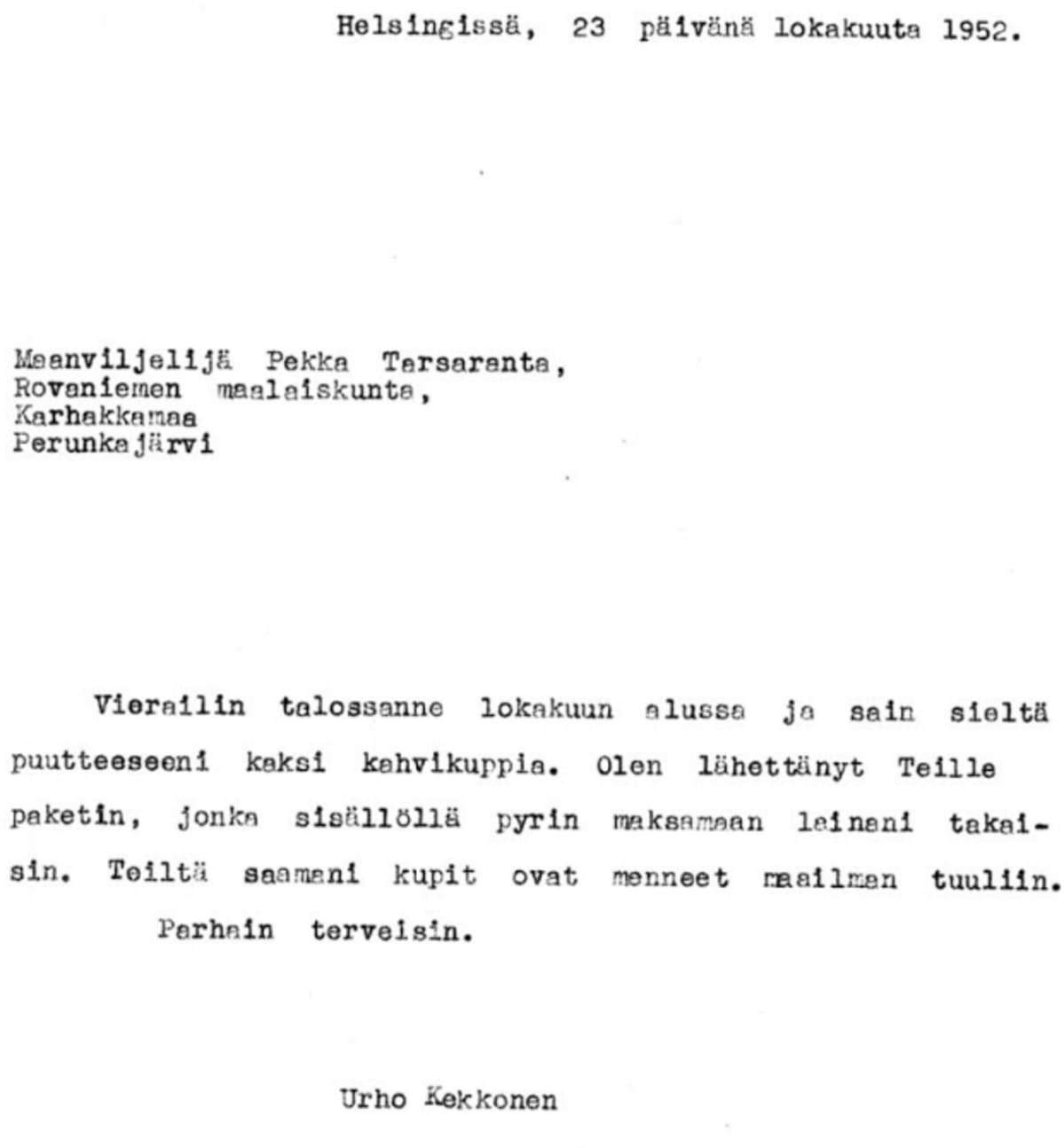 Urho Kekkosen kirje