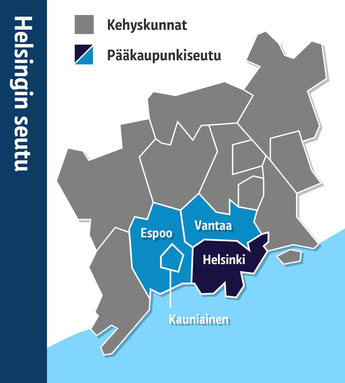 Käsite Helsingin seutu talousvertailuissa (pääkaupunkiseutu + kehyskunnat)