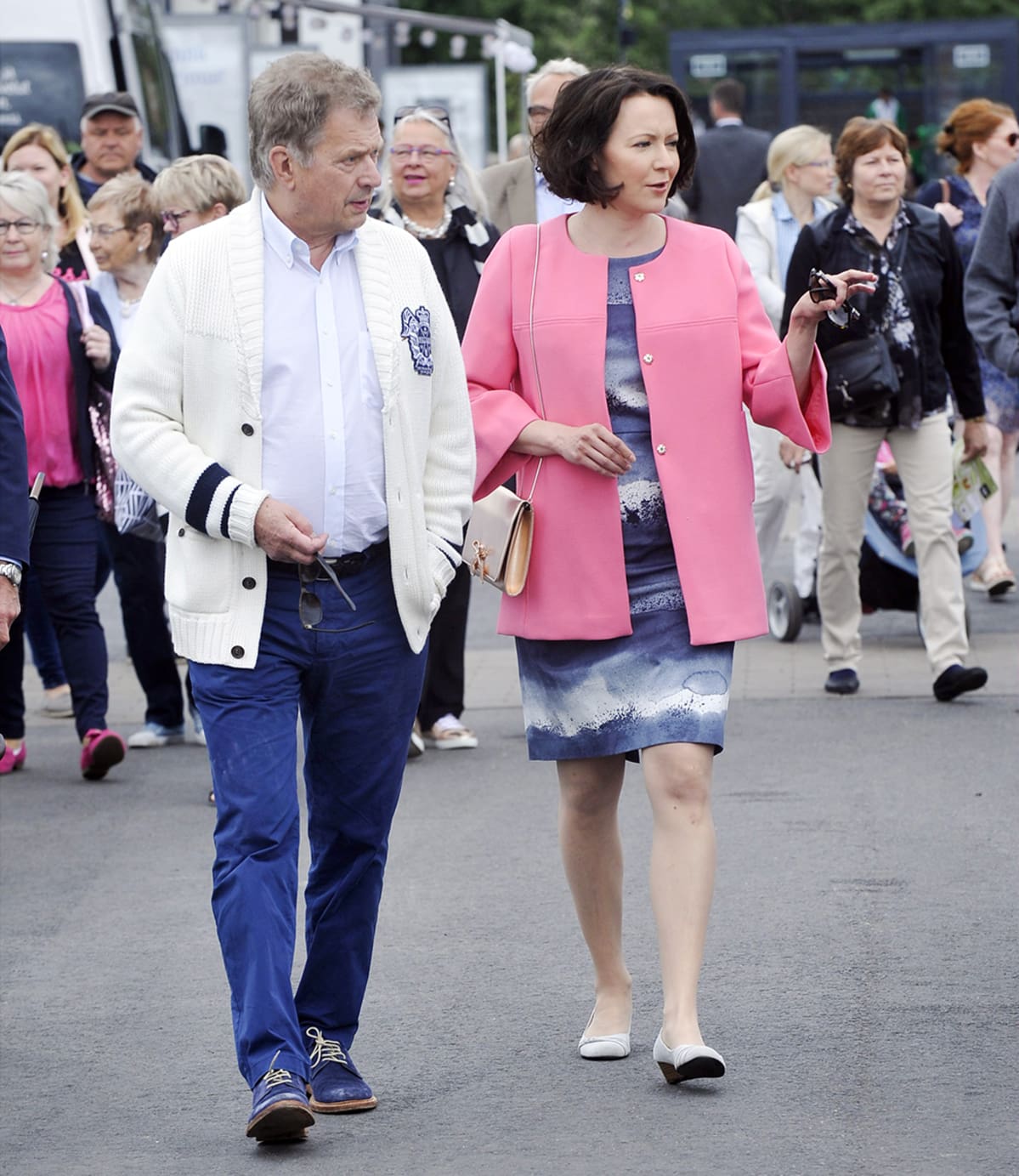 Sauli Niinistö ja Jenni Haukio Porin Asuntomessujen avajaisissa perjantaina 6. heinäkuuta
