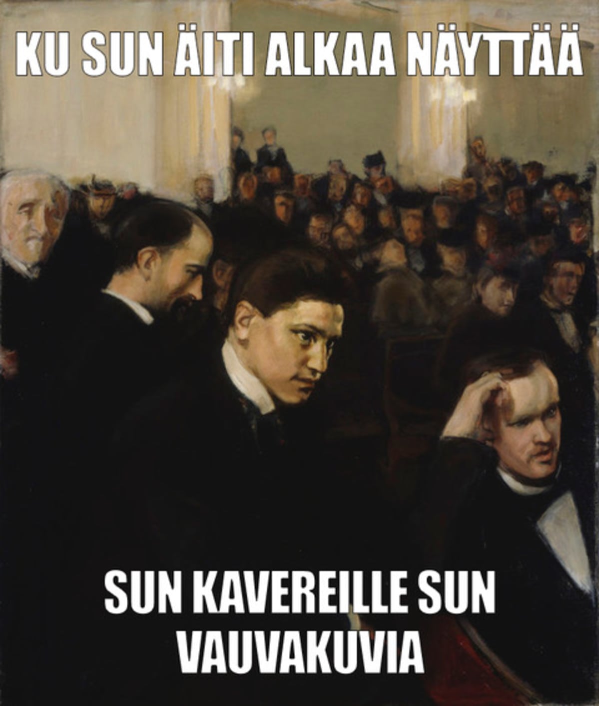 Yläkouluikäisten muokkaama taidemeemi.