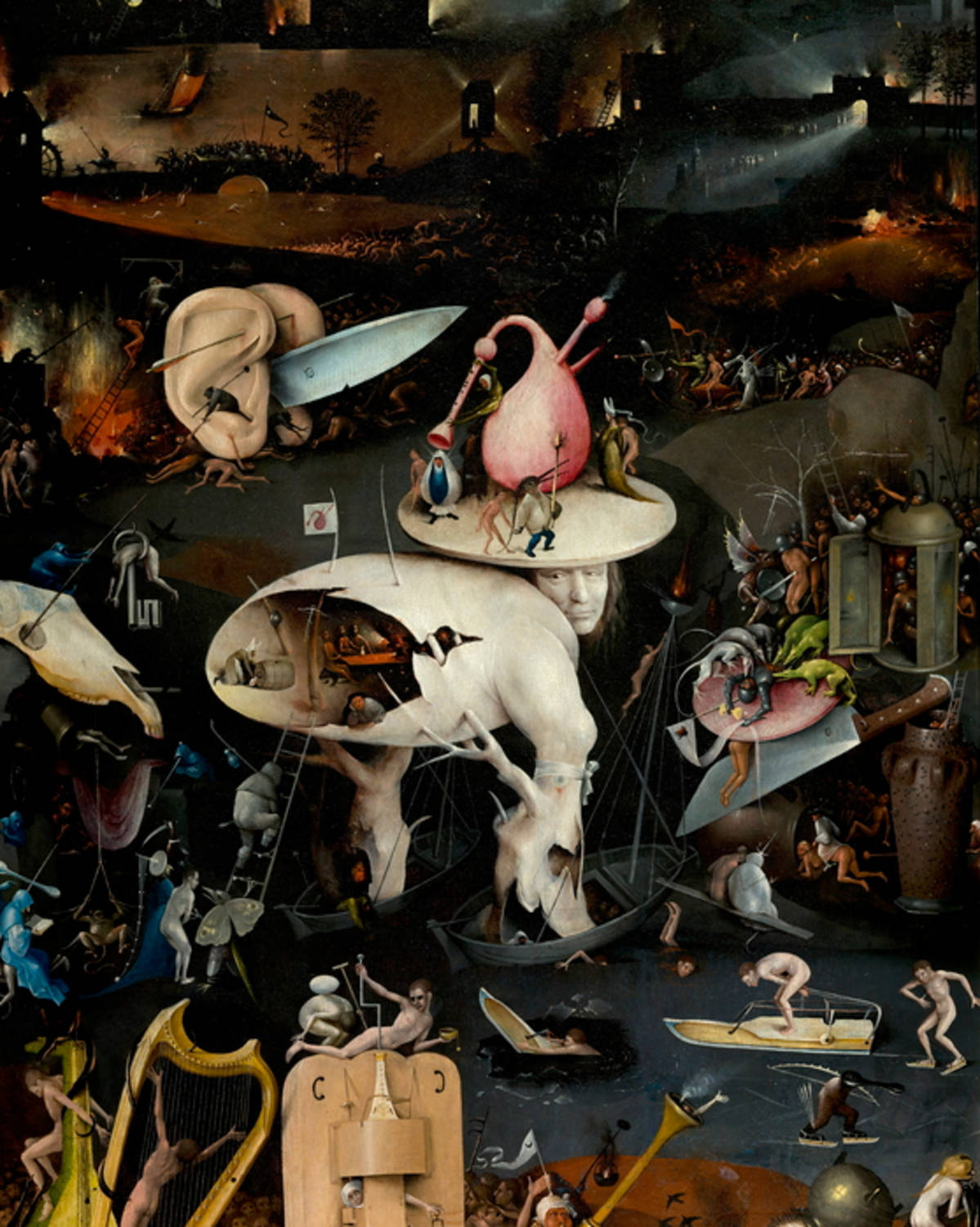Yksityiskohta Hieronymus Boschin maalauksesta Maallisten ilojen puutarha (1500-1505).