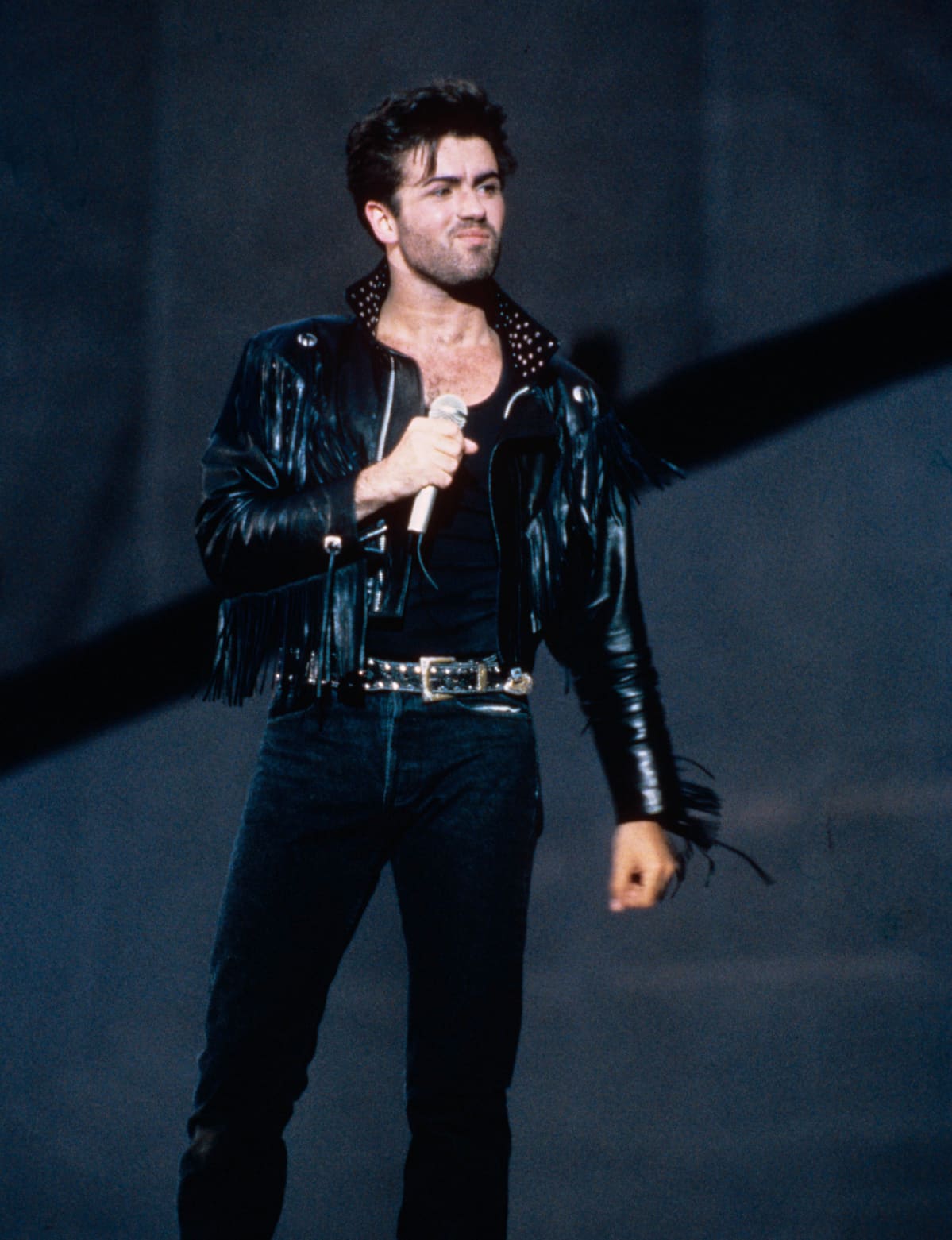 George Michael Whamin jäähyväiskonsertissa kesäkuussa 1986 Wembley-areenalla.