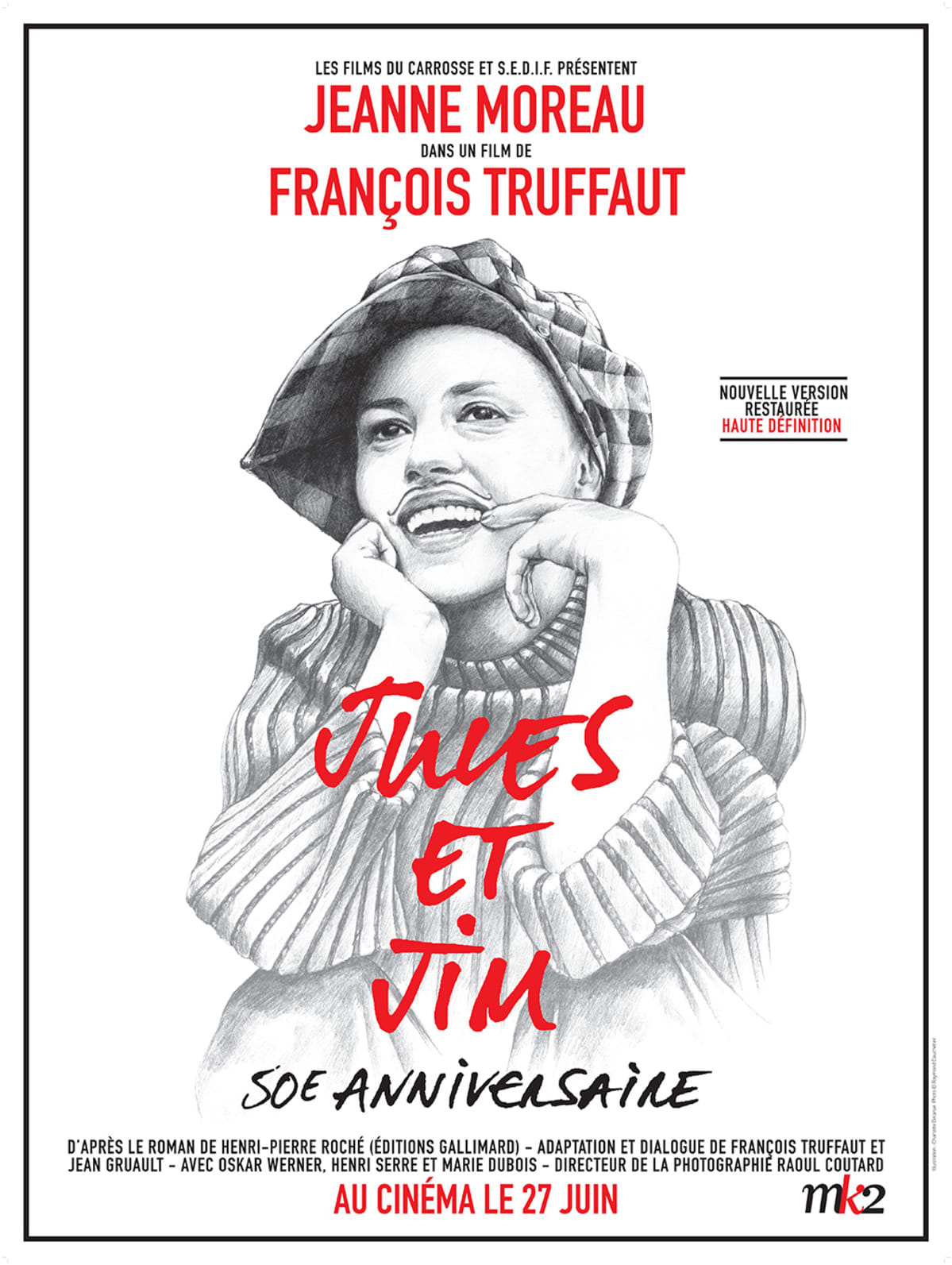 Jeanne Moreau Jules&Jim -julisteessa.