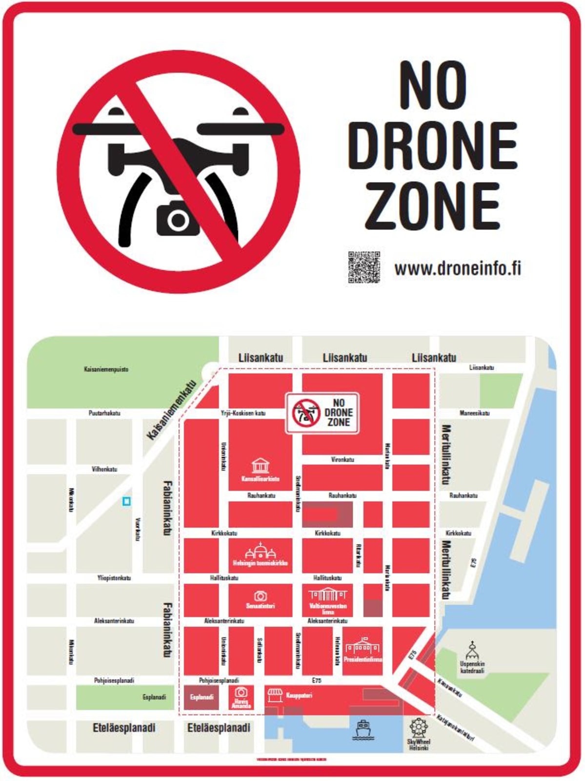 Dronen lentokieltoalue Helsingissä