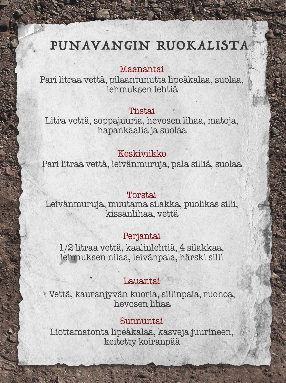 Grafiikka punavangin ruokalistasta