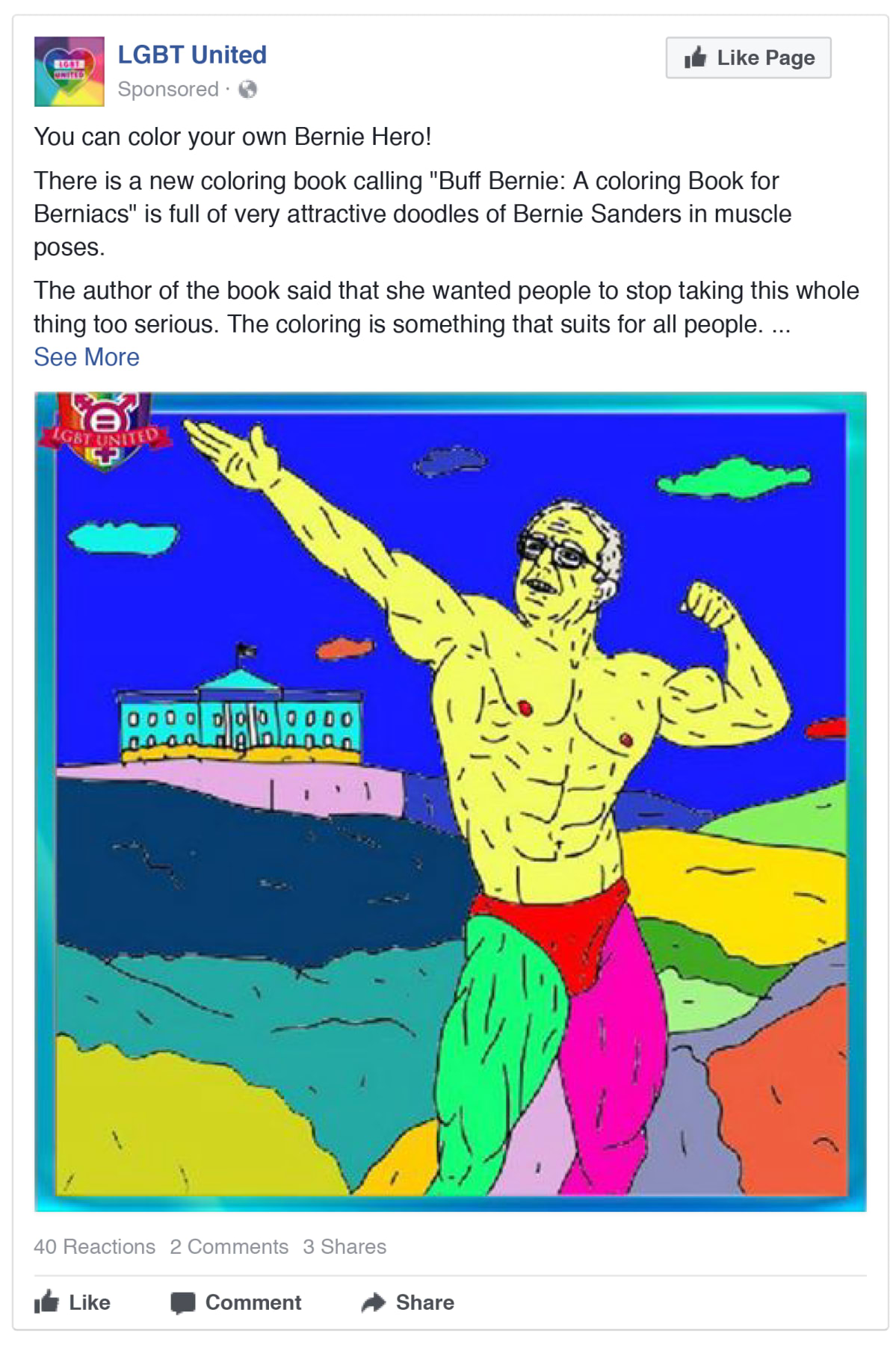Bernie Sanders värityskuvana.